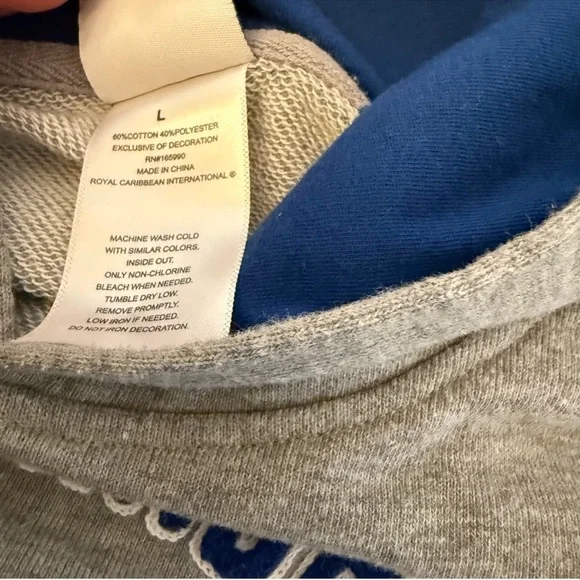 Royal Caribbean Hoodie Women’s Large Gray Cruise Sweatshirt Logo Pullover - Picture 5 of 7